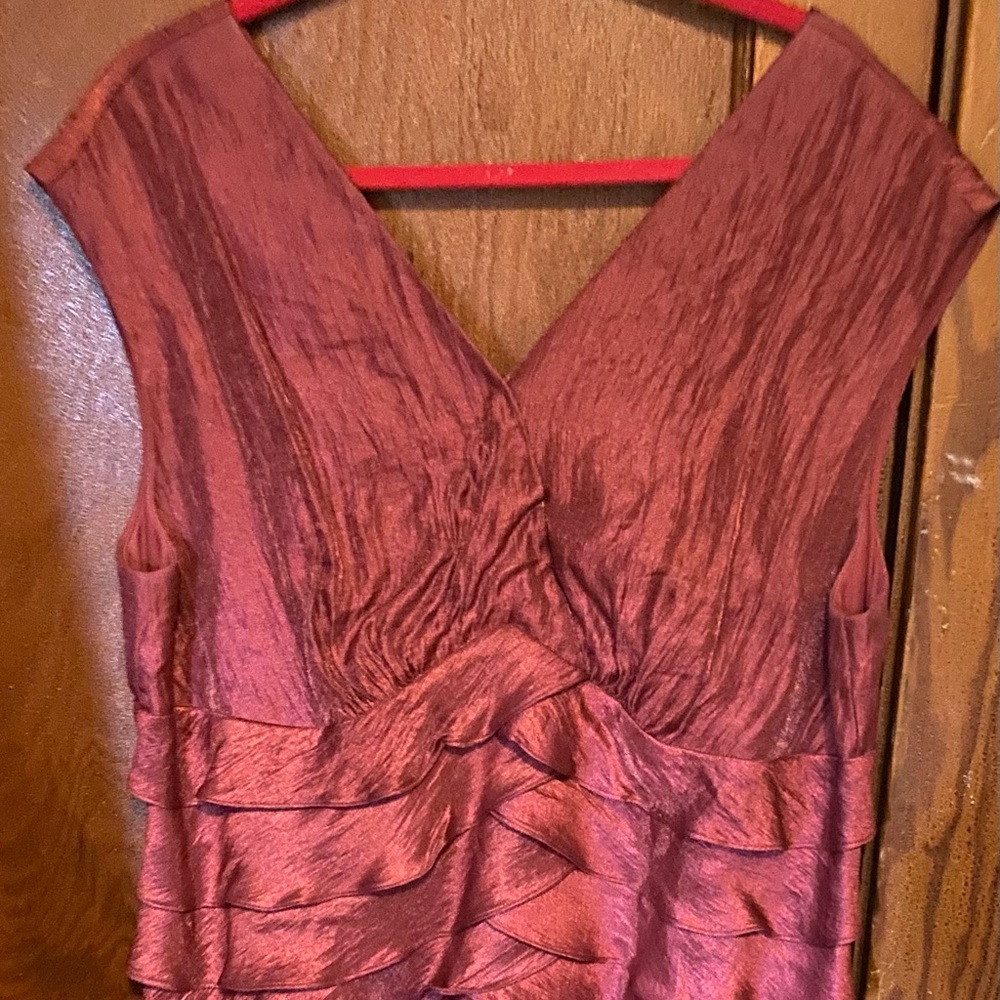 Mauve 16W sateen cocktail dress with mermaid pleats